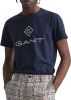 GANT Regular Fit T Shirt ronde hals nachtblauw, Gestreept online kopen